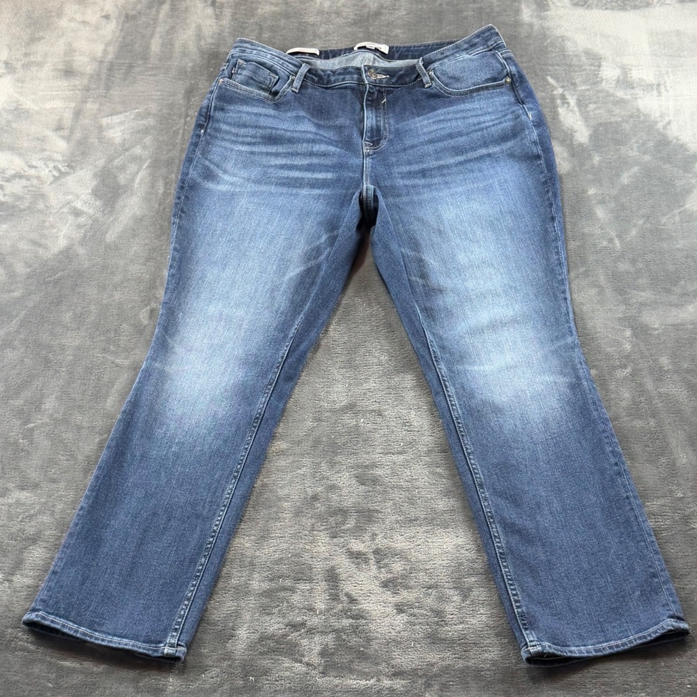Vigoss Marley Straight Leg Jeans Blue Medium Wash Size 16 Stretch Denim